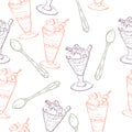 Parfait or ice cream pattern. Hand drawn vector illustration.